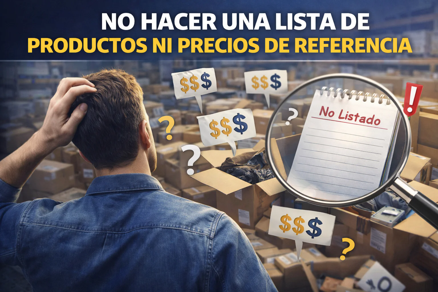No hacer una lista de productos ni precios de referencia