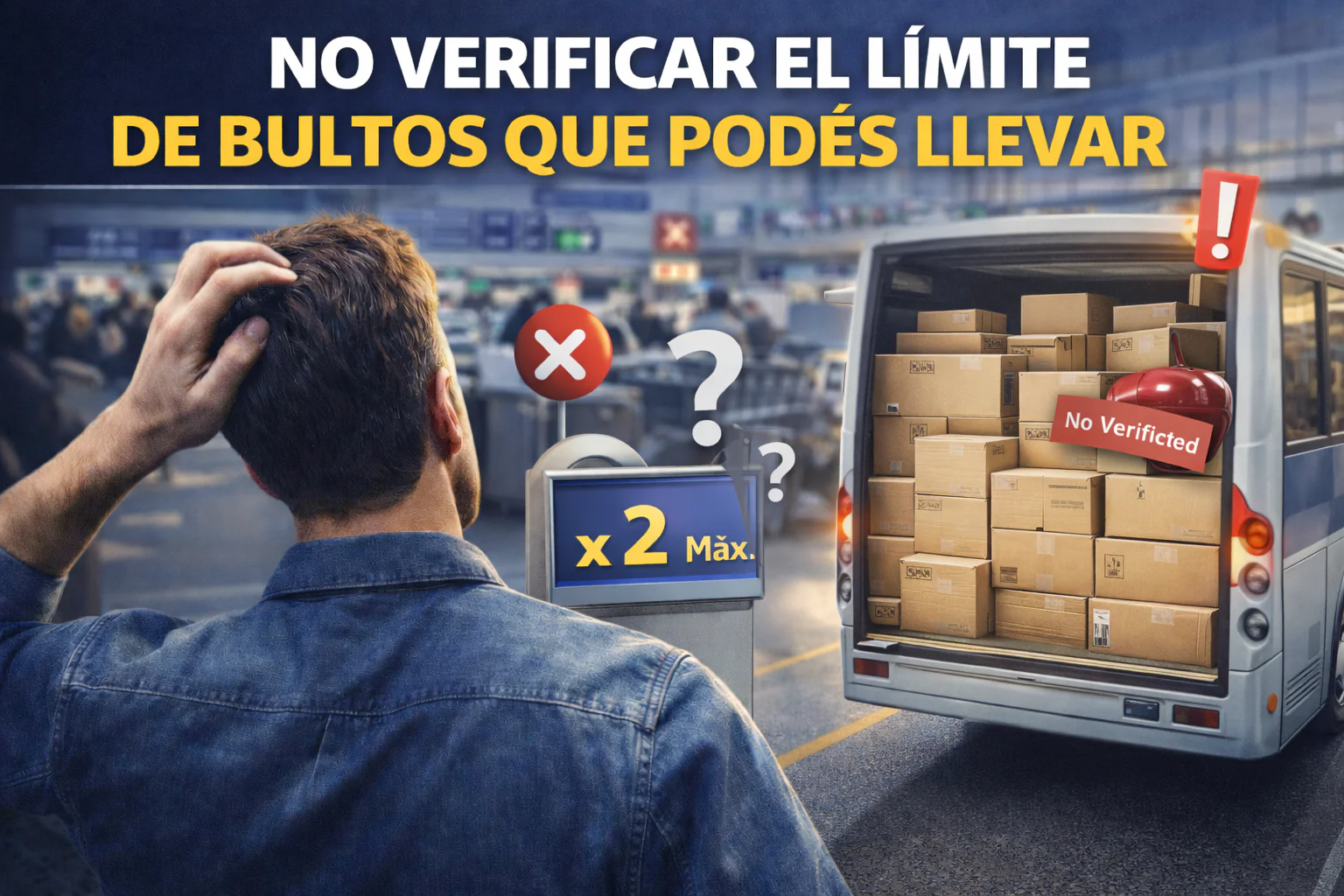 No verificar el límite de bultos que podés llevar